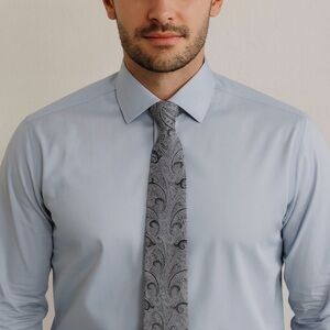 Paul Fredrick Gray Paisley 100% Silk Tie